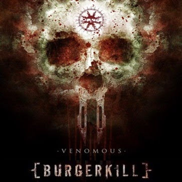 Sampul album Venomous dari band metal Burgerkill dengan desain tengkorak berdarah